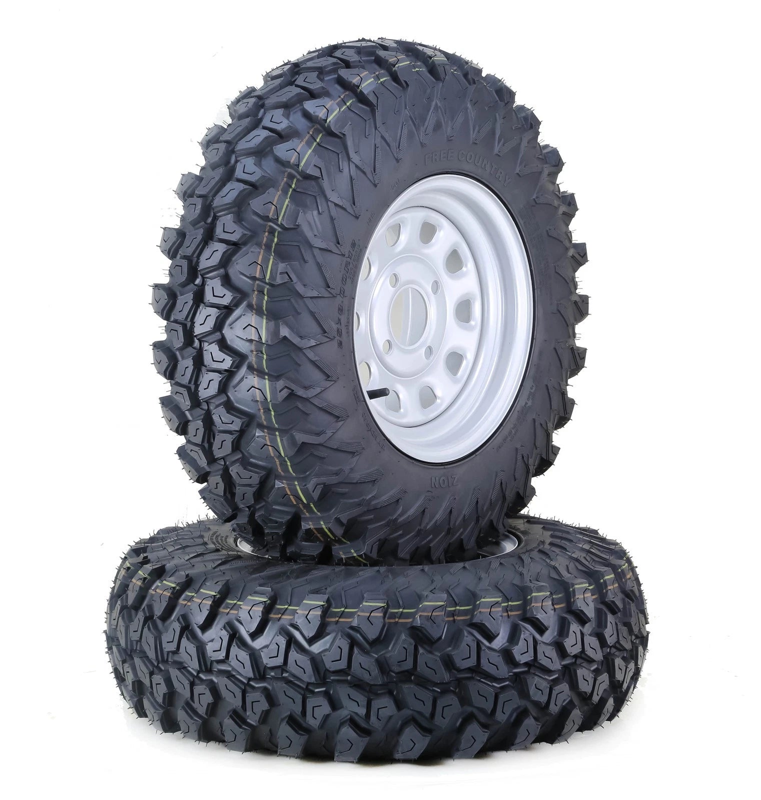 Set of 4 UTV Tires and Wheels for Free Country (25x8R12, 25x10R12)