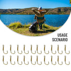 20pcs Double Hook Fishing Worm Lure Barbed High Carbon Steel