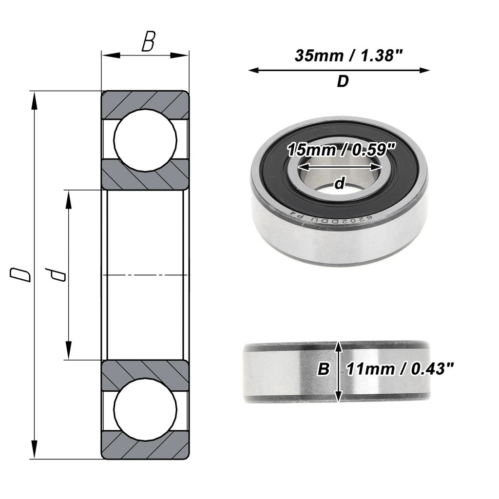 6202DDU Deep Groove Ball Bearing for Scooter Skateboard Wheel (P4)