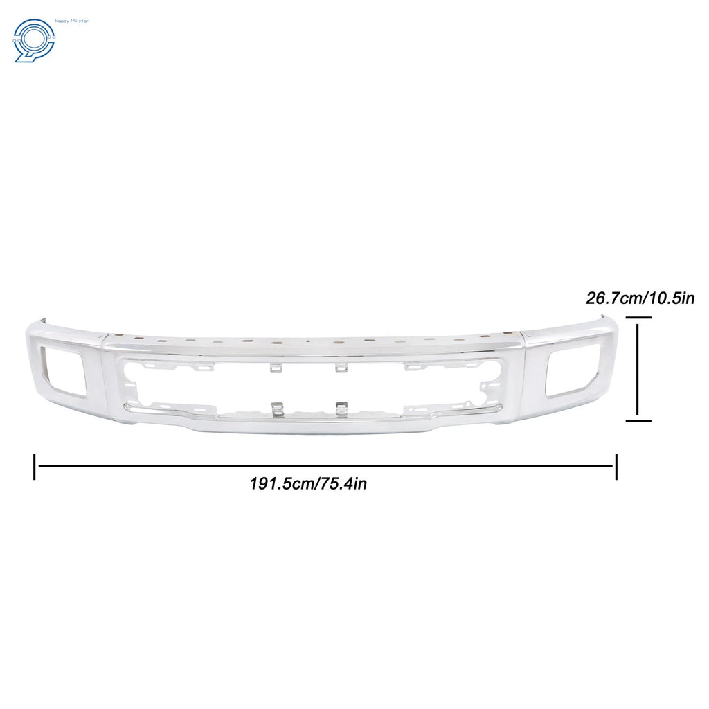 Chrome Front Bumper with Fog Light Holes for Ford F-150 (2015–2017)