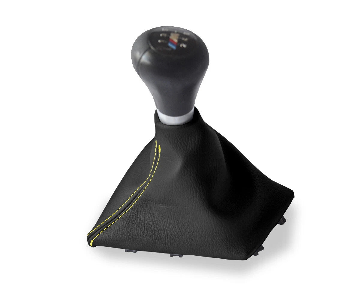 Leather Manual Shift Boot Cover for BMW F30 F31 F32 F33 M (2014–2019) Yellow Stitch