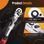 3-Piece Flex-Head Ratchet Wrench Set 72 Tooth 1/4” 3/8” 1/2” Drive