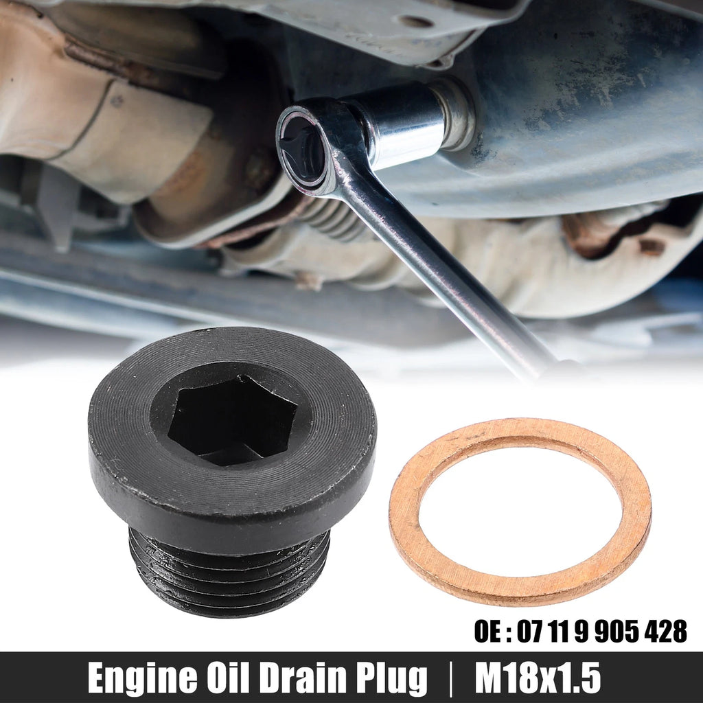 M18x1.5 Steel Engine Oil Drain Plug Screw with Gasket for BMW Mazda 