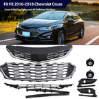 Set of 8 Front Grille Fog Lights & Air Deflector for Chevrolet Cruze (2016–2018)
