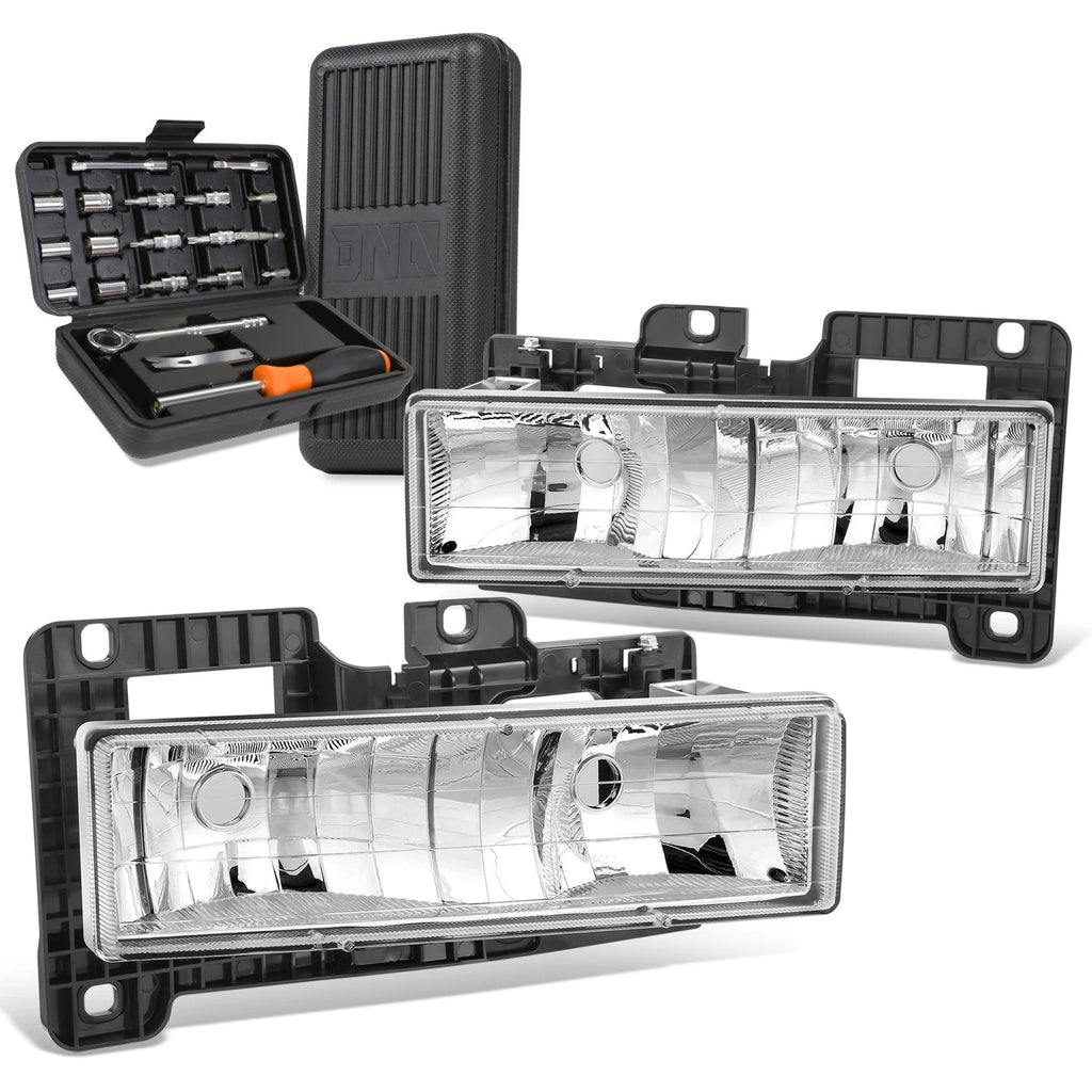 Chrome Clear Housing Headlights for GMC C/K K1500/K2500/K3500 (1988–1998)