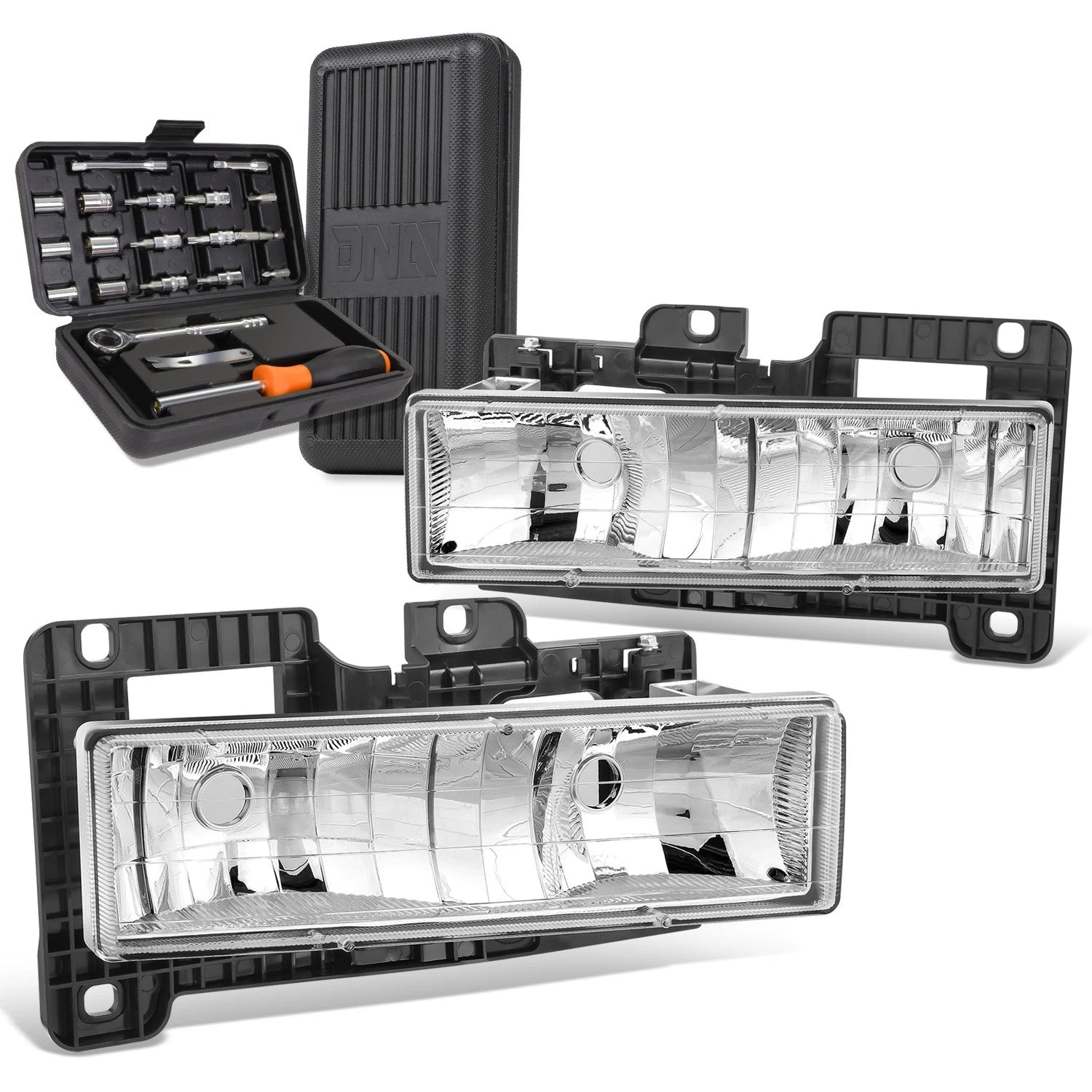 Chrome Clear Housing Headlights for GMC C/K K1500/K2500/K3500 (1988–1998)