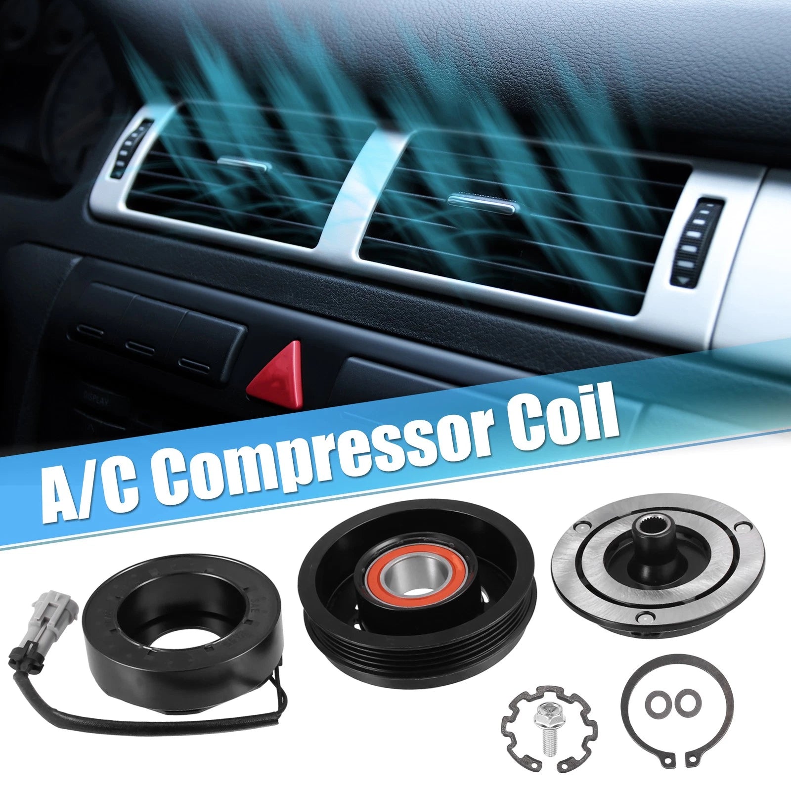 Set of 1 AC Compressor Clutch Kit Pulley Coil for Chevrolet Tahoe (2000–2014)