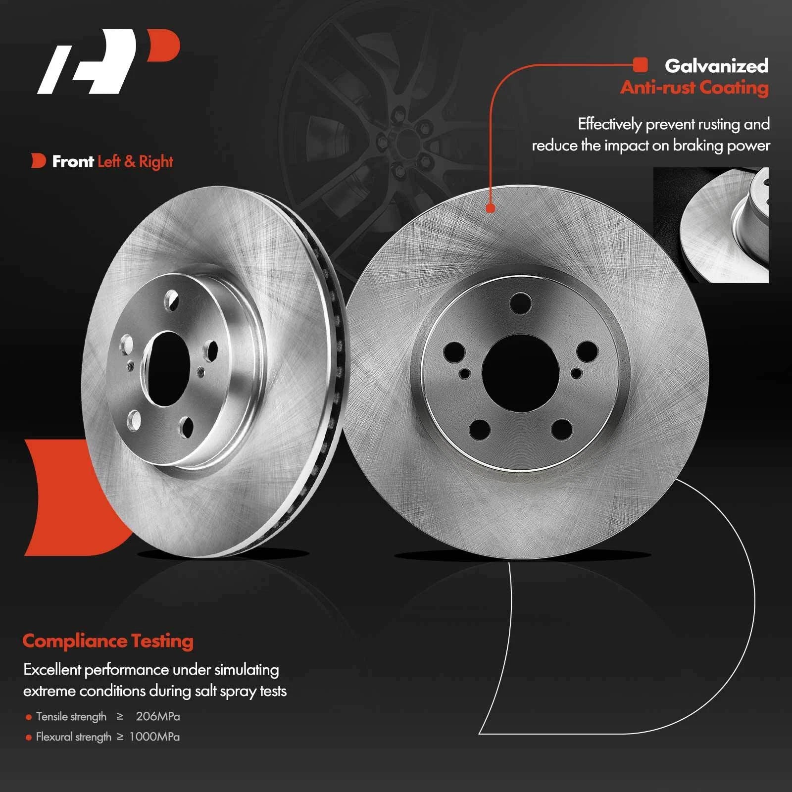 Front Disc Brake Rotors and Ceramic Pads for Toyota Corolla (2019–2019)