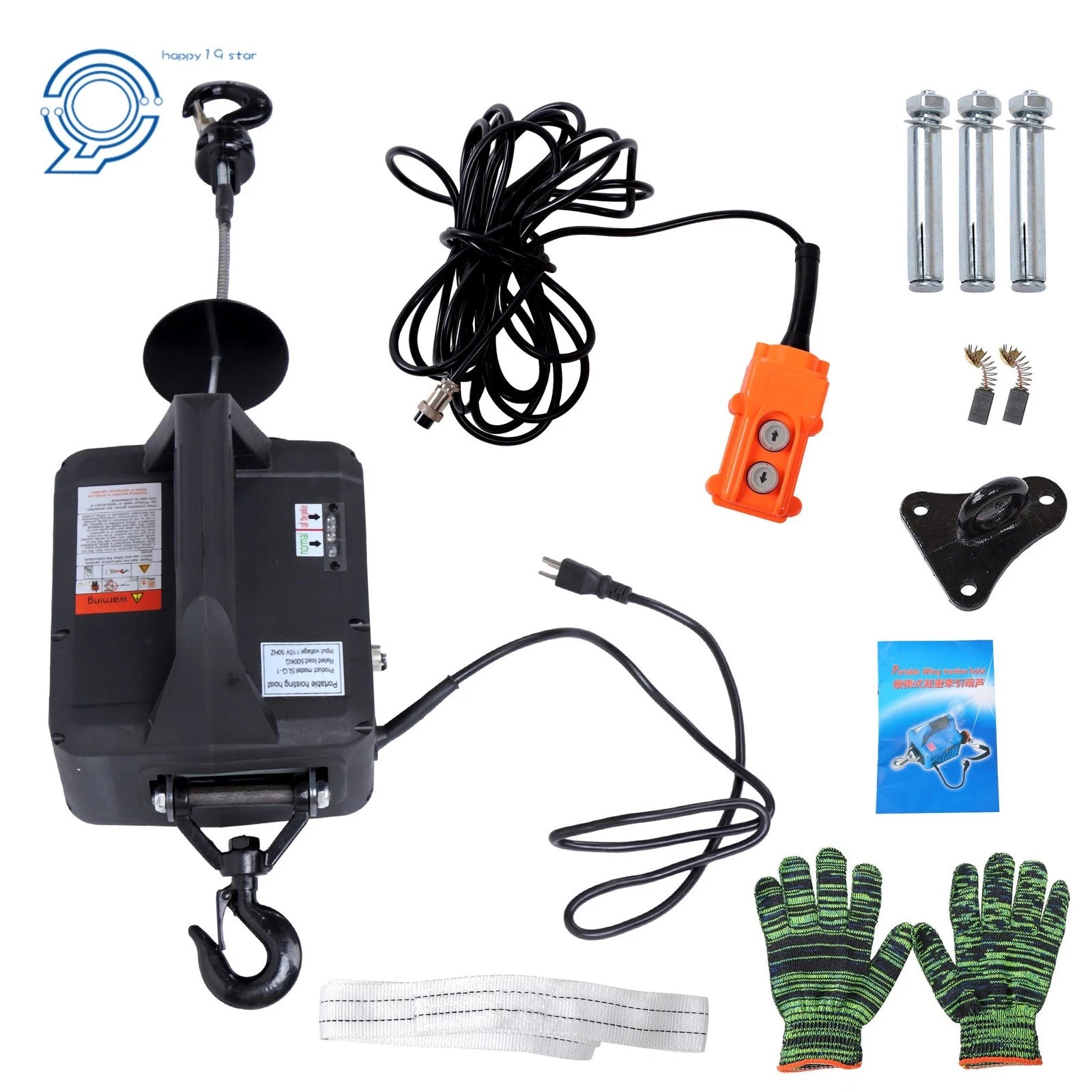 Electric Hoist Winch 1100lbs with Wired Remote Control (500-C)