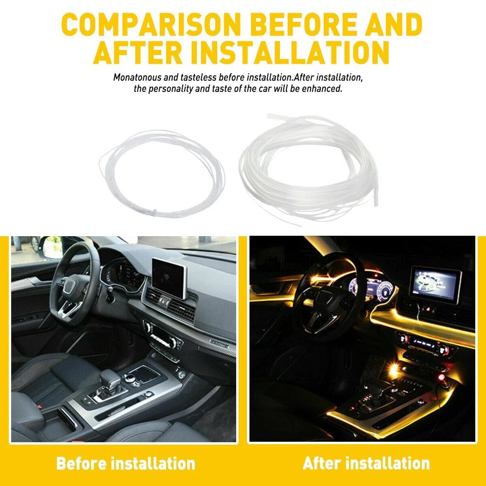 19.6ft RGB LED Fiber Optic Neon Strip Lights for Car Interior