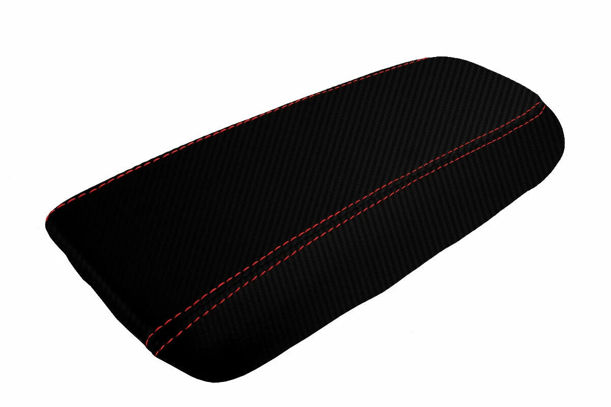 Carbon Fiber Console Lid Cover for Dodge Intrepid (1998–2004) Black Red Stitch