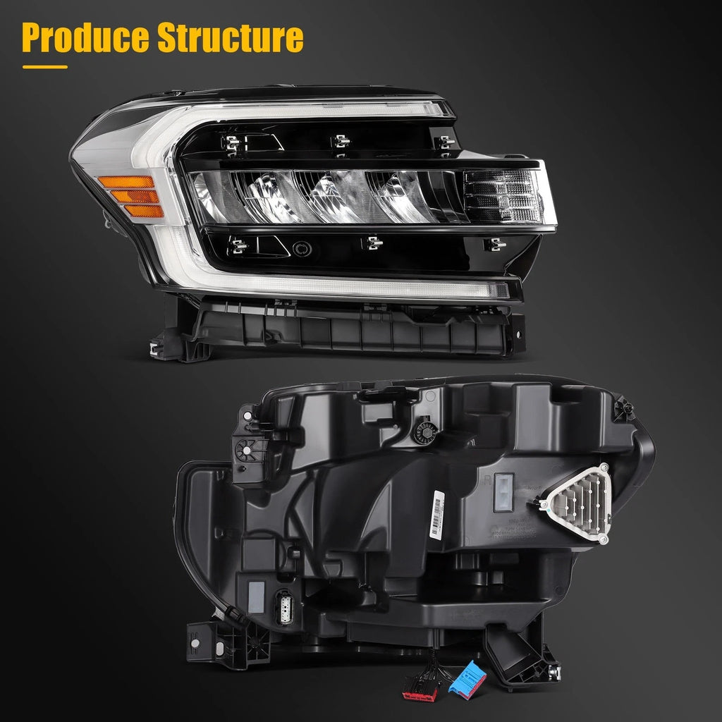 Pair Full LED DRL Chrome Headlight Assembly for Ford Expedition (2022–2024)