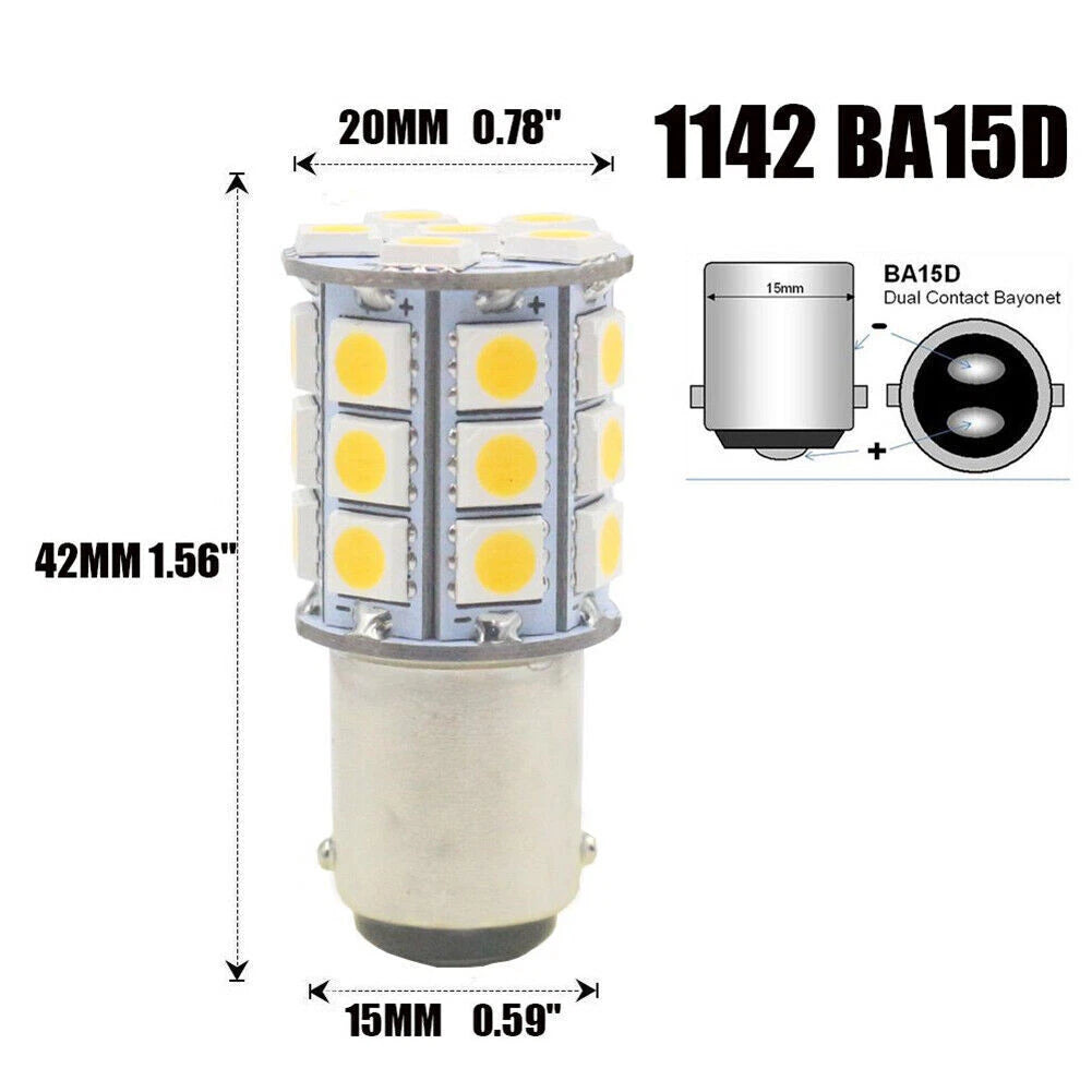 Set of 4 White BA15D 5050 27 SMD LED Interior Light Bulbs for Marine Boat