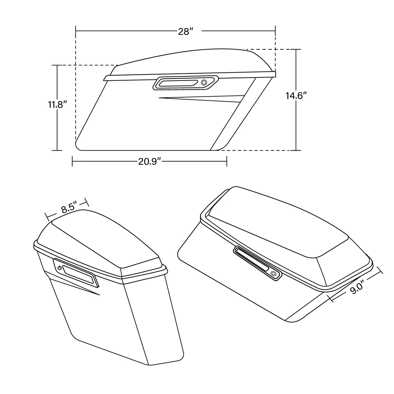 Hard Saddle Bags for Harley Touring Road Glide King (2014–2021)