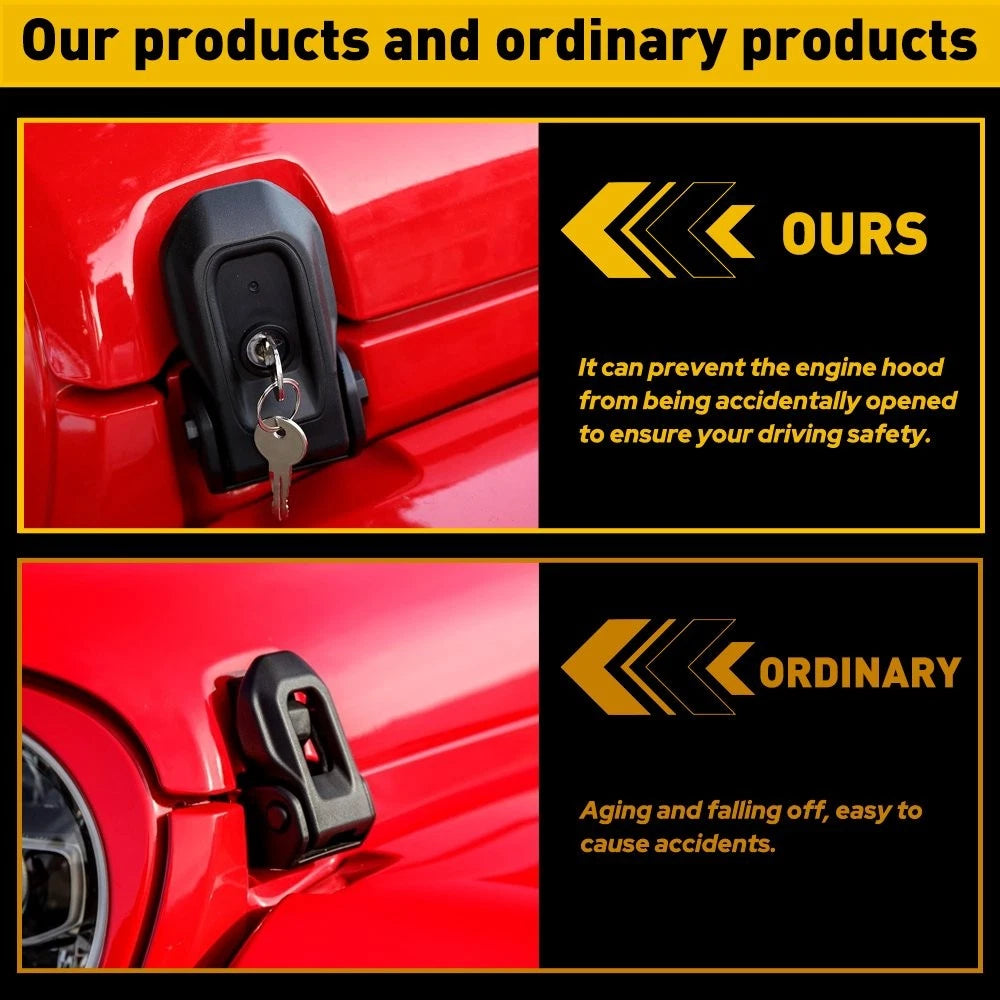 Hood Latch Lock Catch Kit for Jeep Wrangler JL JLU Gladiator JT (2018–2023)