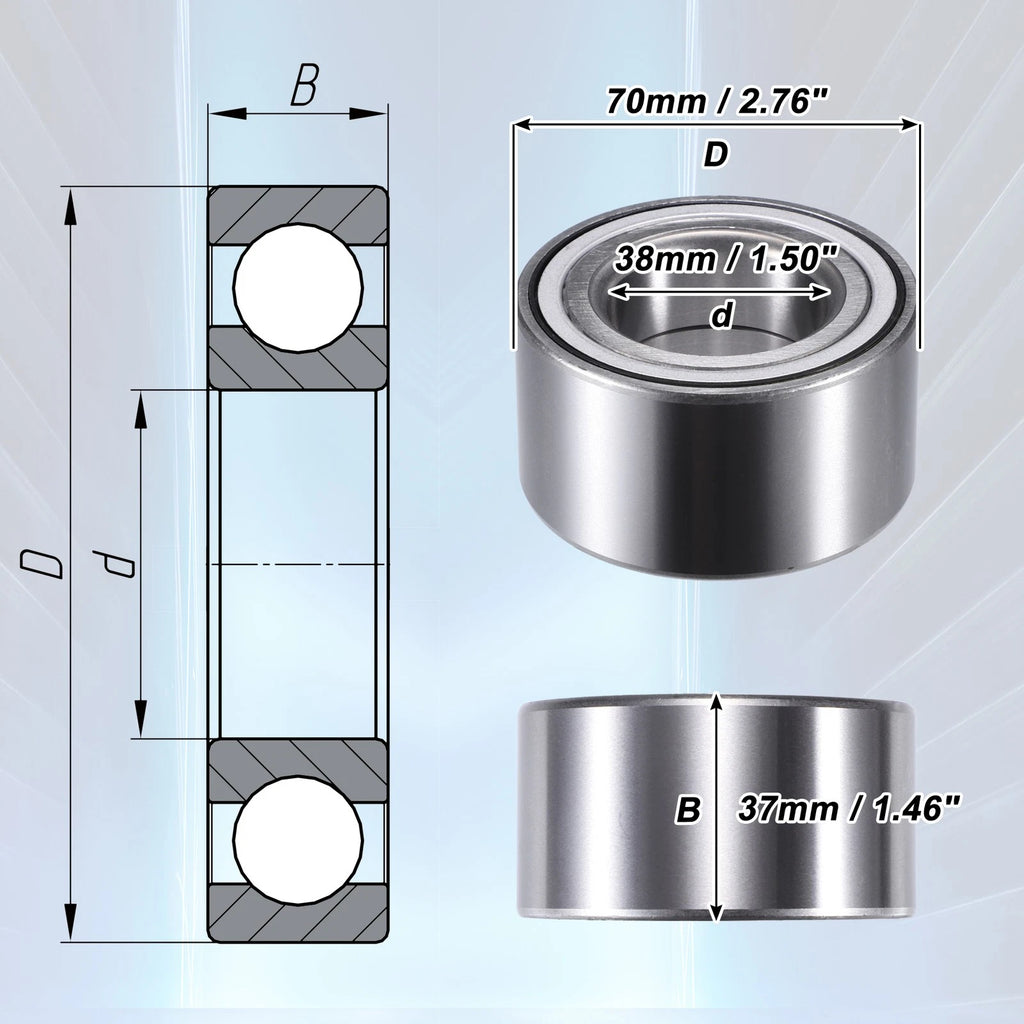 2 Pcs Wheel Bearing DAC38700037 for Hyundai Accent (2000–2018)
