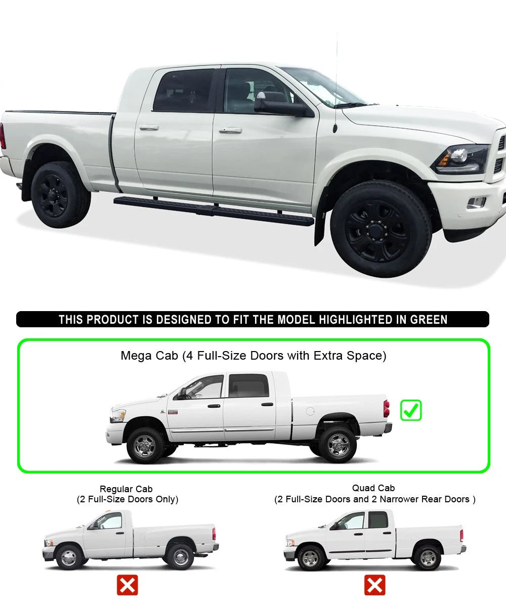 5in Stainless Steel Side Steps for Dodge Ram 1500 2500 3500 Mega Cab (2006-2008)