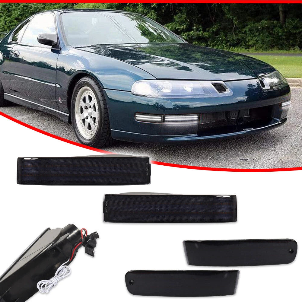 Set of 4 Smoked Front Bumper LED Marker Signal Lights for Honda Prelude (1992–1996)