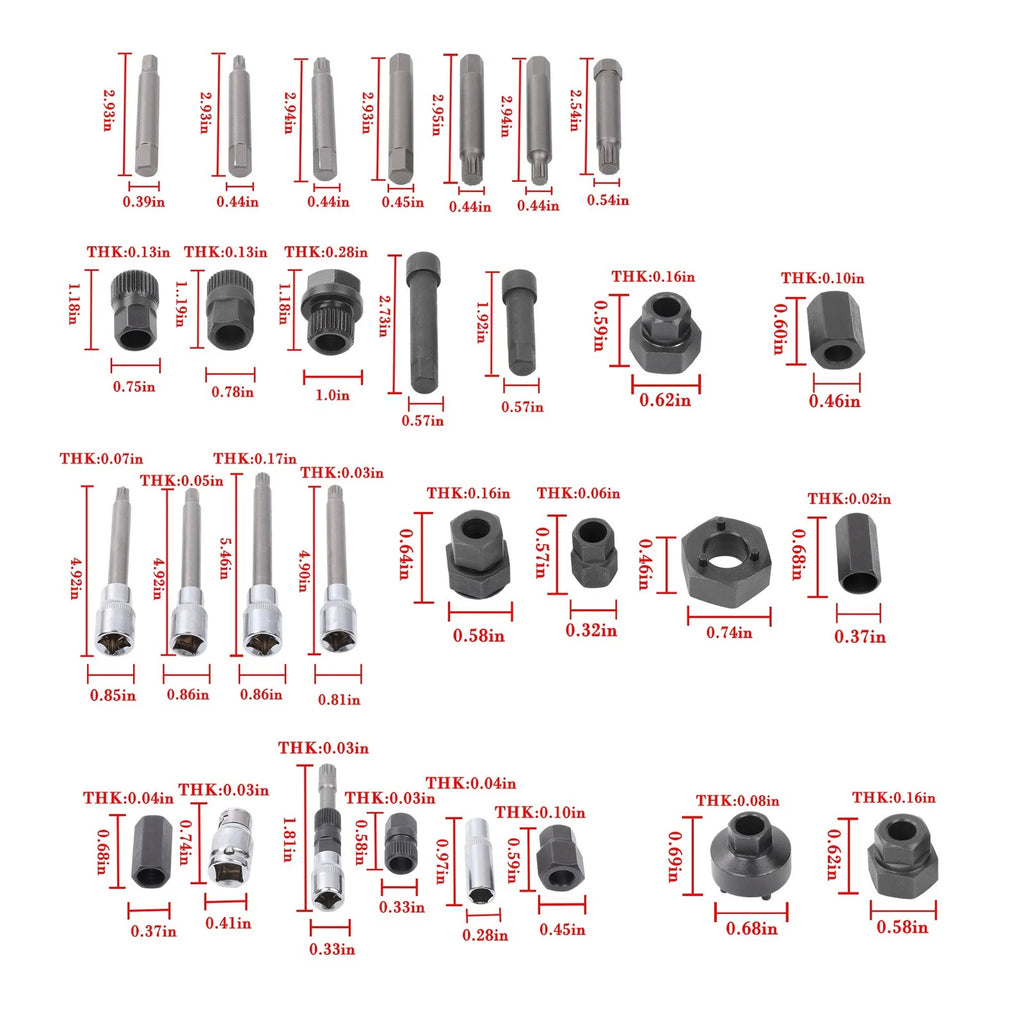 30pcs Alternator Pulley Decoupler Tool Set for Automotive Repair