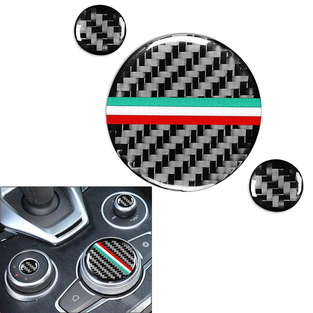 Carbon Black Center Console Multimedia Knob Cover for Alfa Romeo Giulia (20-21)