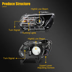 LED DRL Headlight for Ford Mustang (2013–2014) Black Housing Pair
