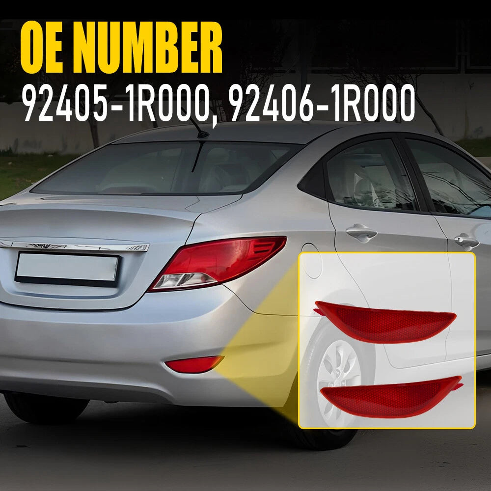 Pair Rear Bumper Light Reflectors for Hyundai Accent Sedan (2012–2017)