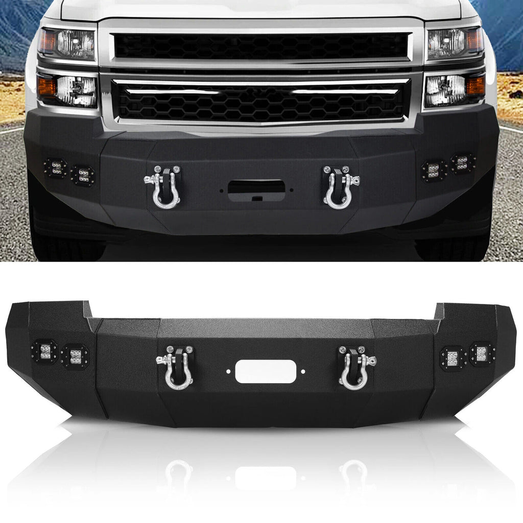 Front Bumper w/Winch & LED Light & D-ring for Chevrolet Silverado 1500 (2014–2015)