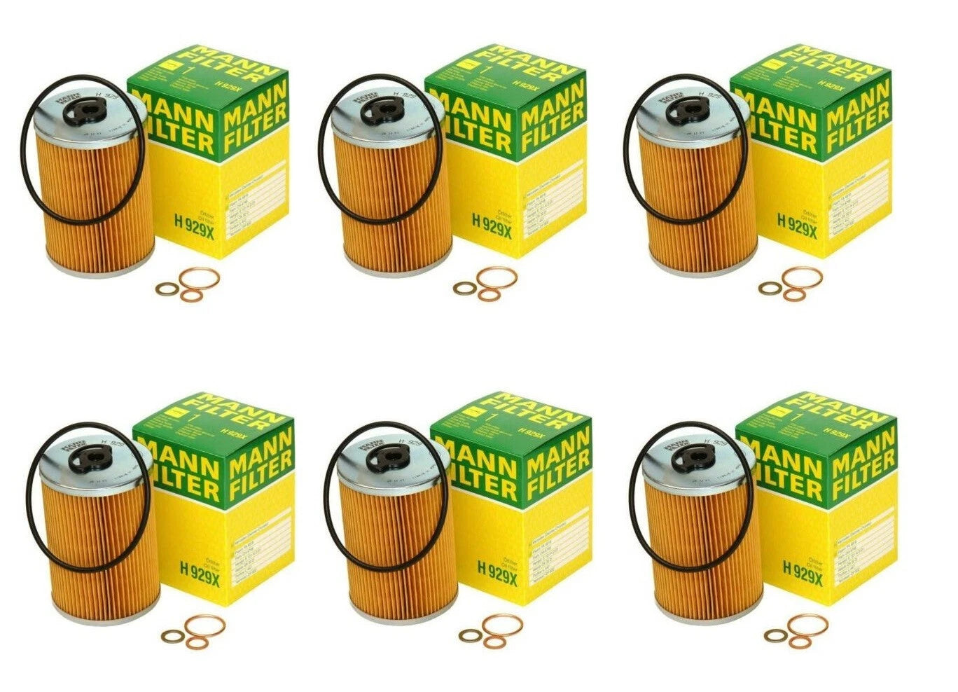 Set of 6 Engine Oil Filters Kit Mann for Mercedes R107 W108 W114 W116 W123