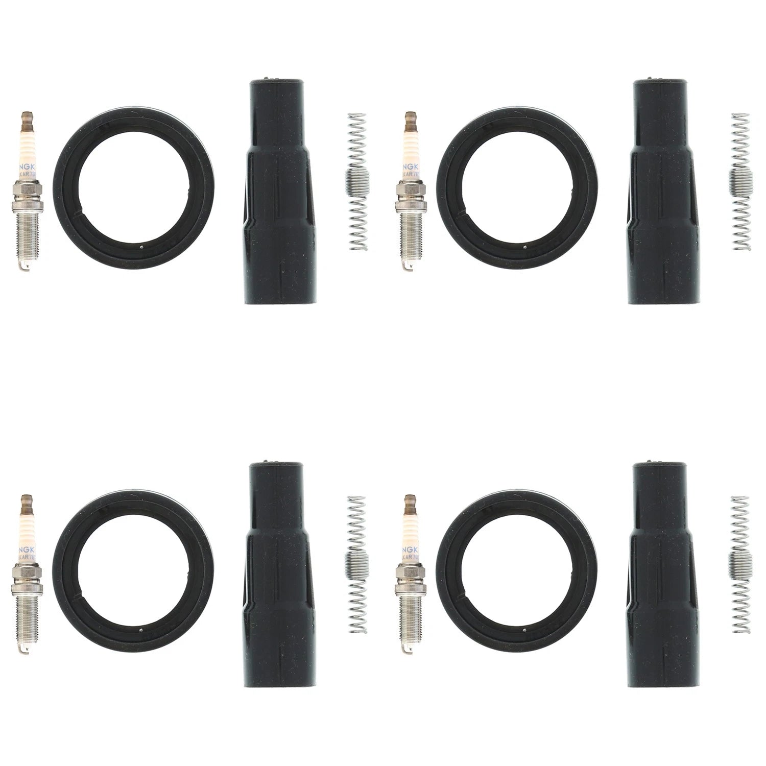 Set of 4 NGK Laser Iridium Spark Plugs & Denso Coil Boots for Corolla Prius (2009–2019)