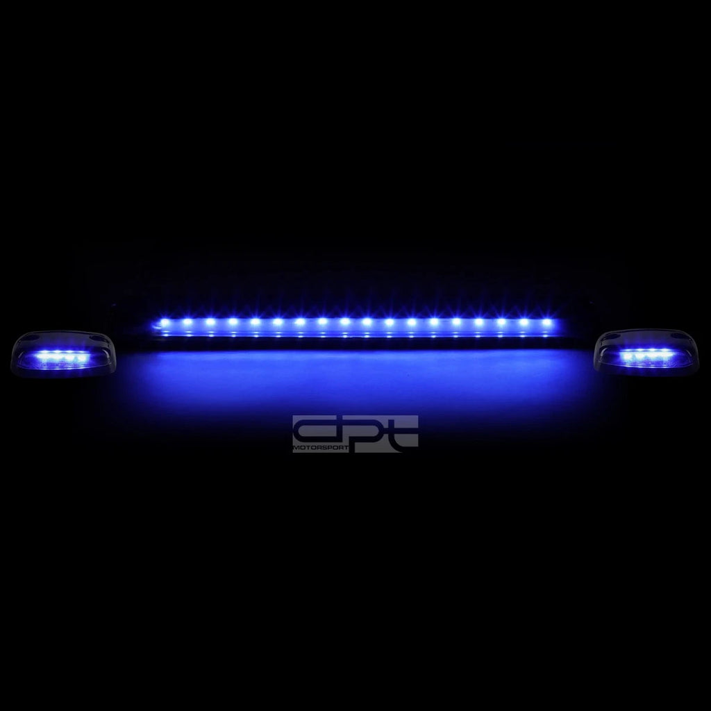 3Pcs Smoked Housing Blue LED Cab Roof Running Light for Silverado/Sierra (2007–2013)
