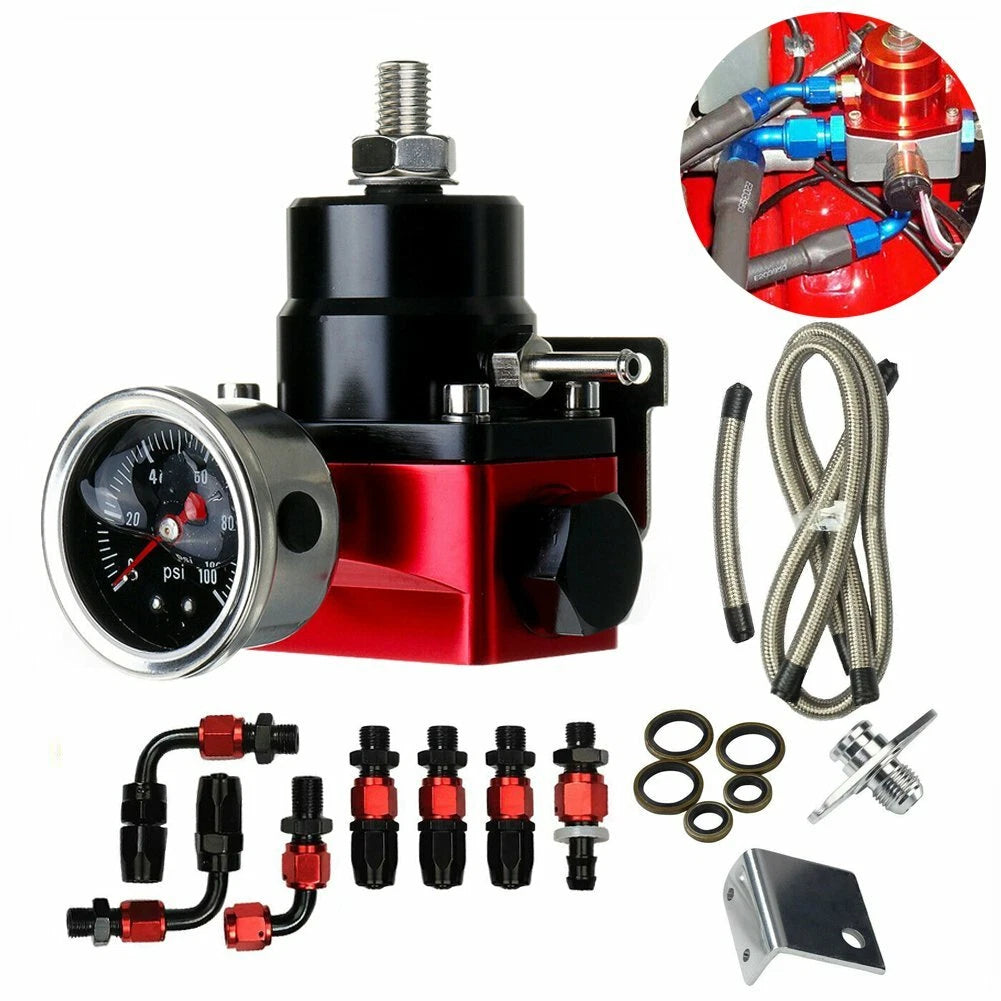 Adjustable Fuel Pressure Regulator Kit with 0-100psi Gauge -6AN for Universal