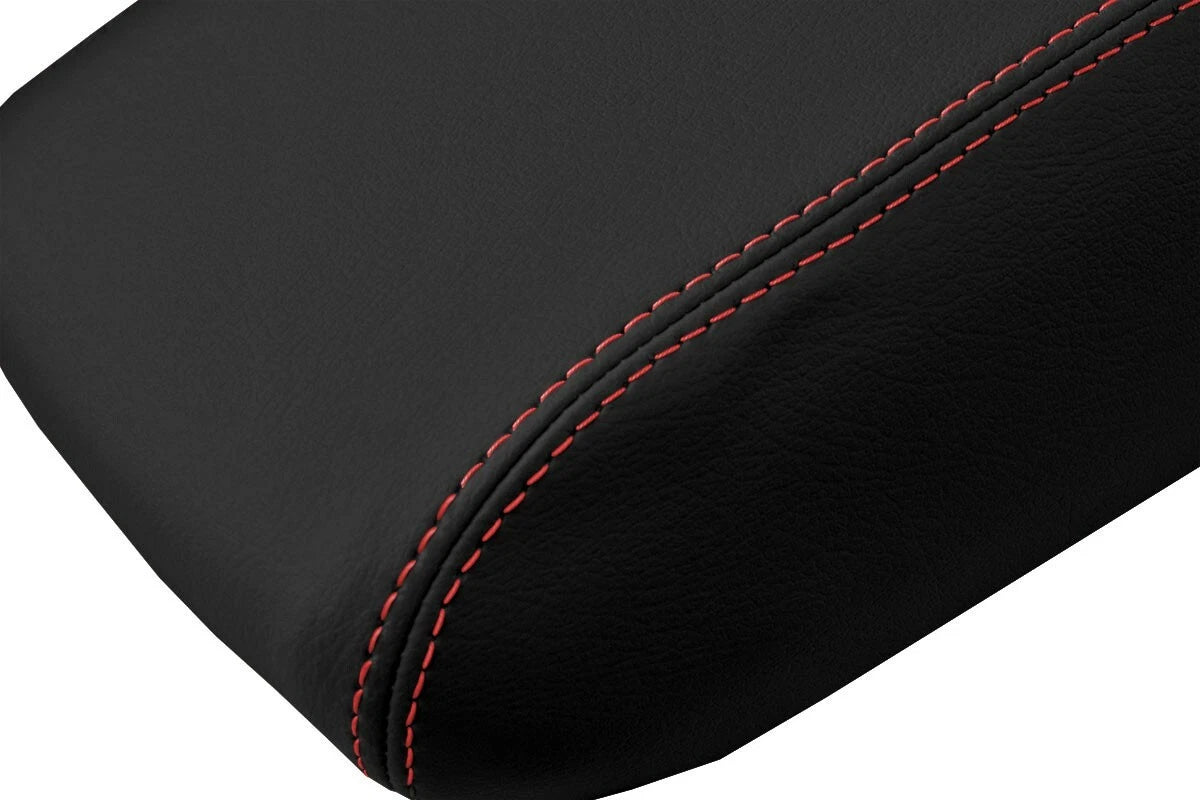 Leather Console Lid Armrest Cover for Jeep Grand Cherokee (1999–2004) Red Stitch