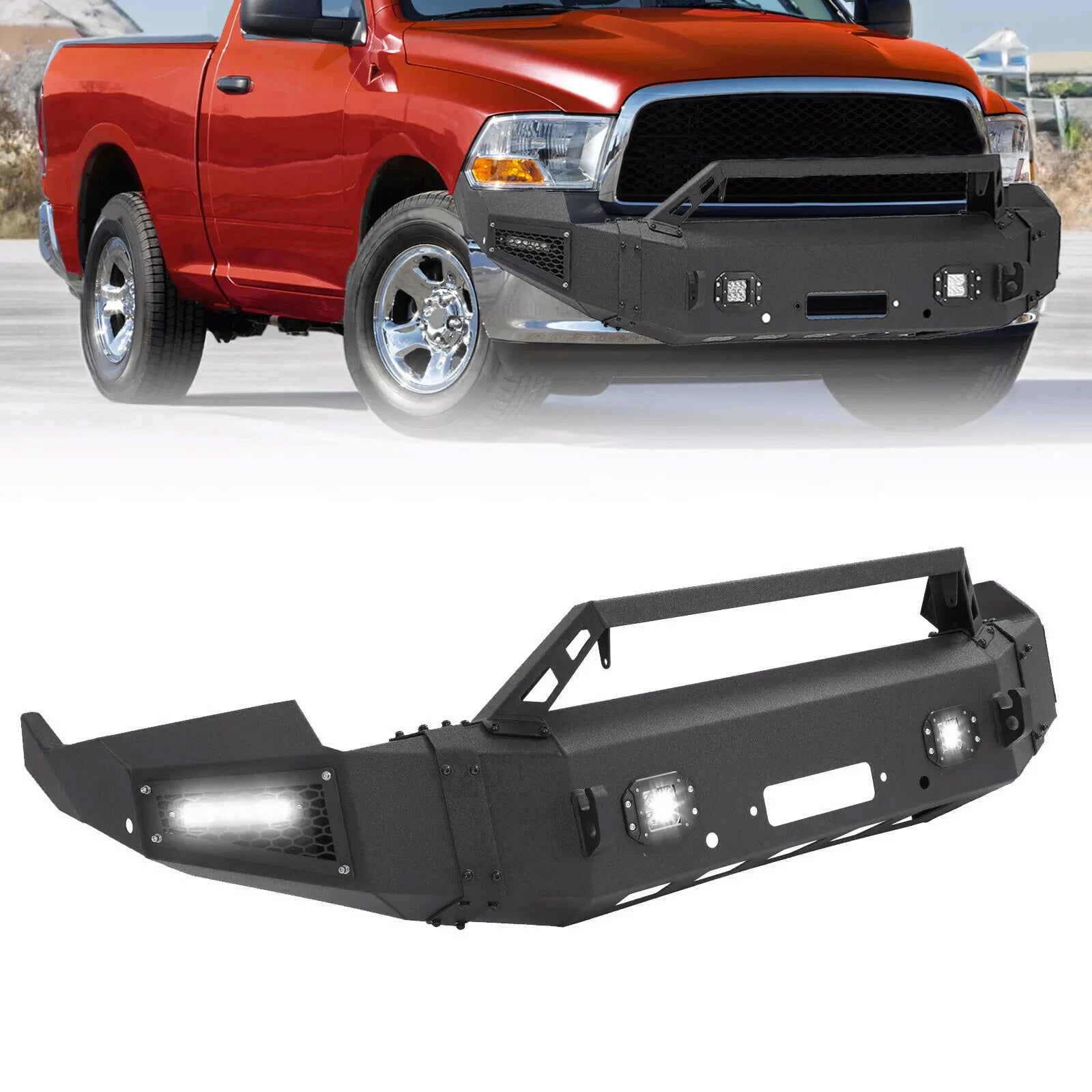 Front Bumper Assembly with LED and Winch Plate for Dodge RAM 1500 (2009–2012)