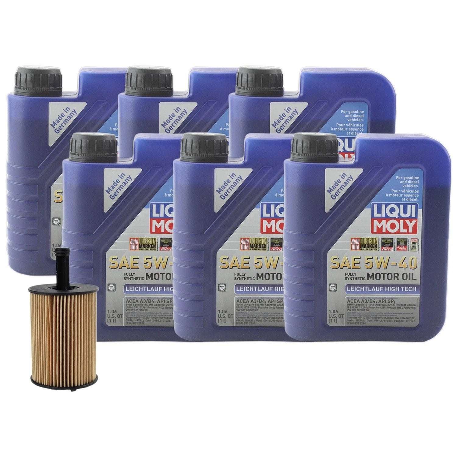 6L Liqui Moly Leichtlauf High Tech 5W40 Engine Oil Change Kit for Golf Jetta (2006–2019)