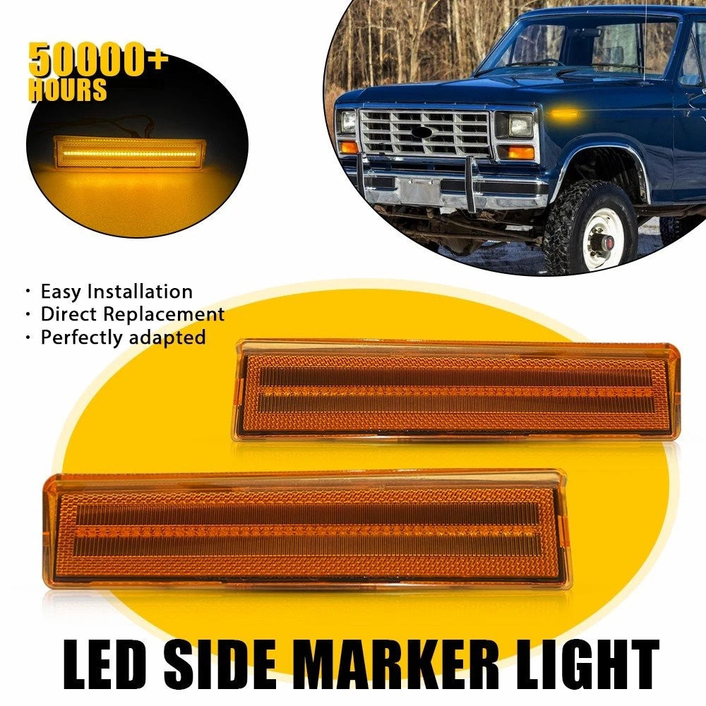 Amber Side Marker Signal Light for Ford F-150 Bronco F-250 F-350 (1980–1986)