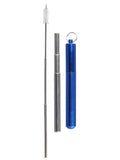 Set of 4 Stainless Steel Straws with Silicone Tip and Keychain Accessory