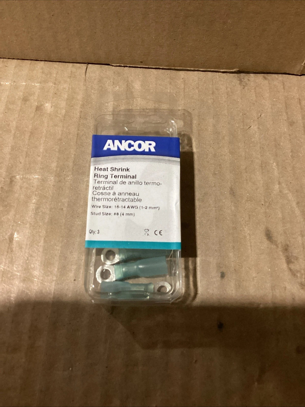 Set of 3 Blue Heat Shrink Ring Terminals for Ancor 311203 (#8 Stud)