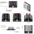 8 Way LED Fuse Box Block Holder for Universal Use