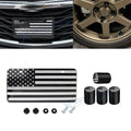Front License Plate Valve Stem Cover for Universal Silver American Flag (—)