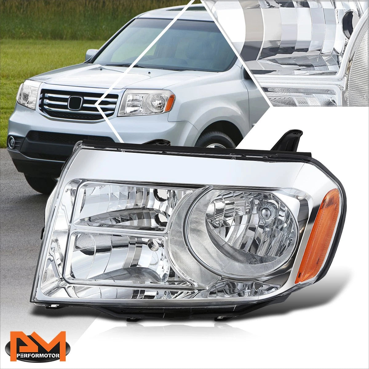 Upper Chrome Housing Headlight & Amber Side Corner Lamp for GMC Sierra/Yukon (1999–2007)