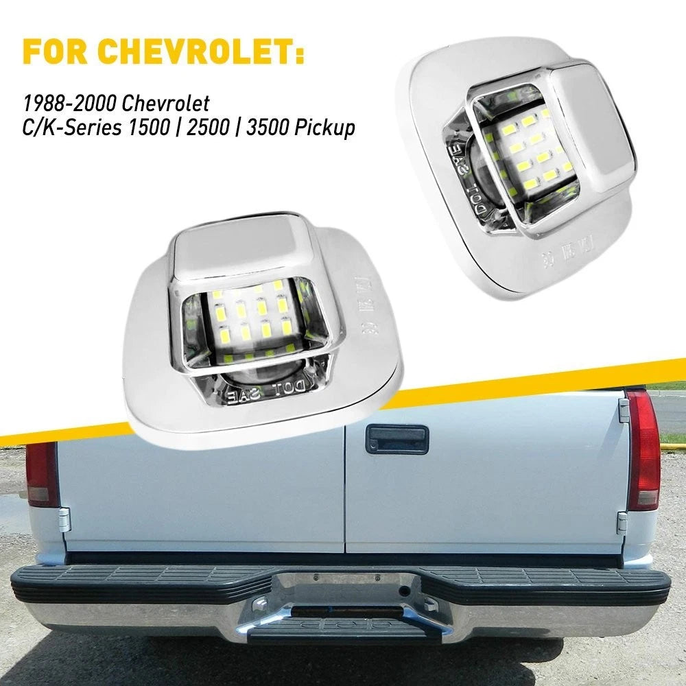 Chrome 12-LED License Plate Light for Chevy C/K 1500 2500 3500 (1988–1998)