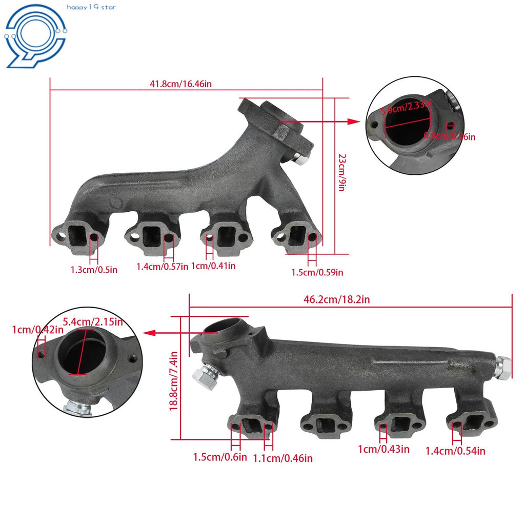 Exhaust Manifold Set for Bronco V8 5.8L (1988–1996) Cast Iron