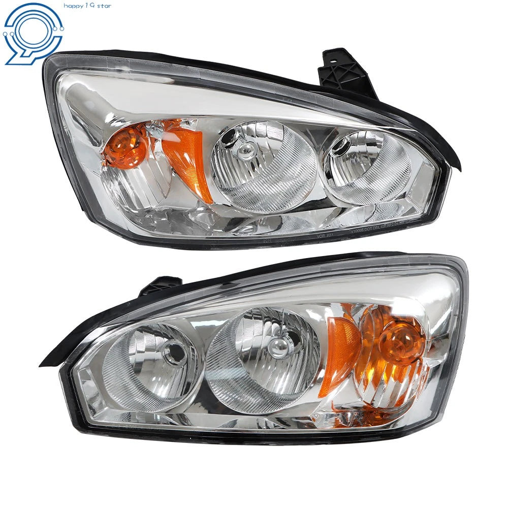 Set of 2 Headlights for Chevy Malibu (2004–2008) Chrome Housing