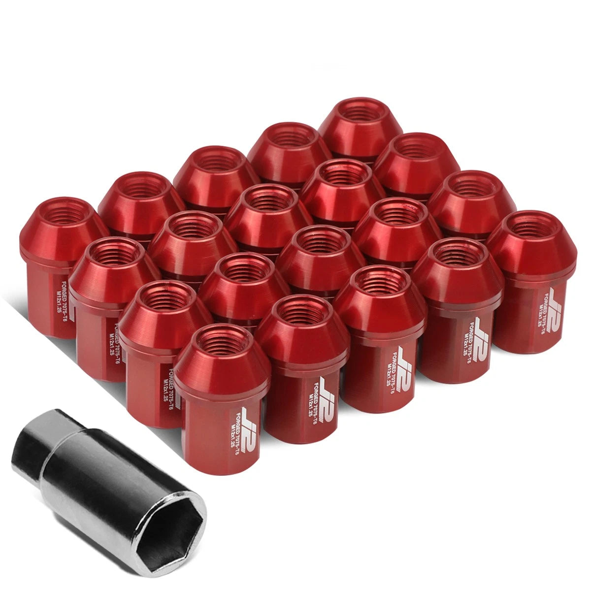 Set of 20 J2 7075 Forged Aluminum M12x1.25 Close-End Lug Nuts for