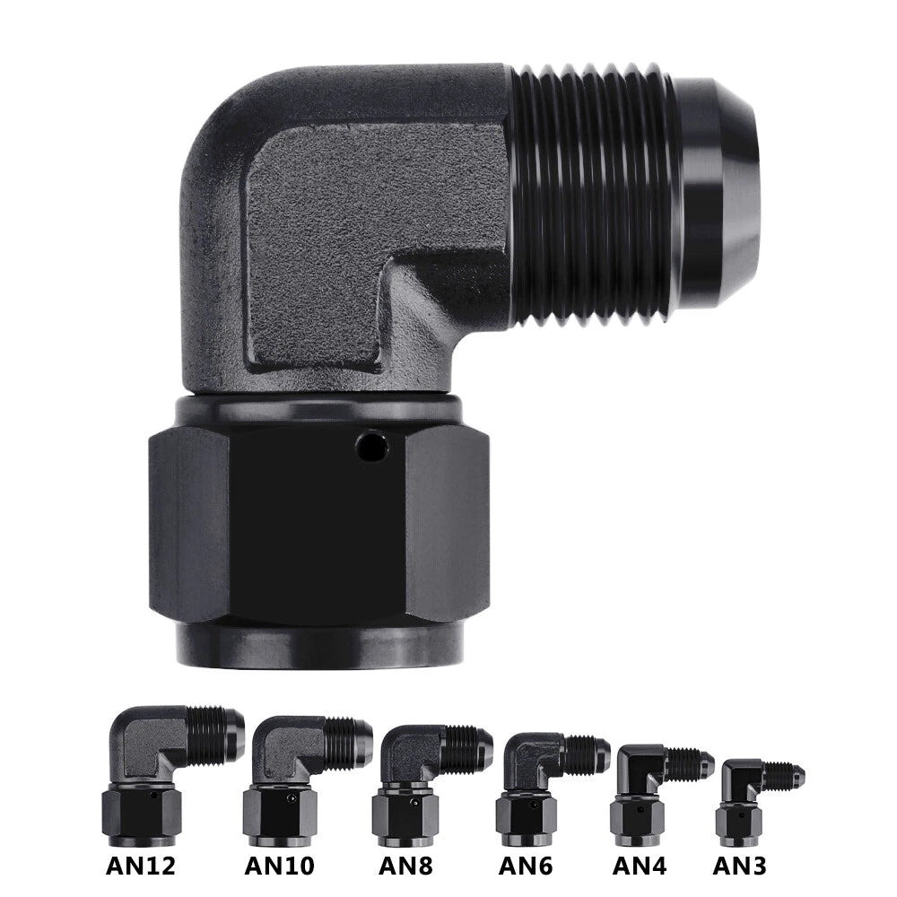 2x 6/8/10/12AN Female to Male Bulkhead Flare Adapter Swivel Hose Fitting 90°