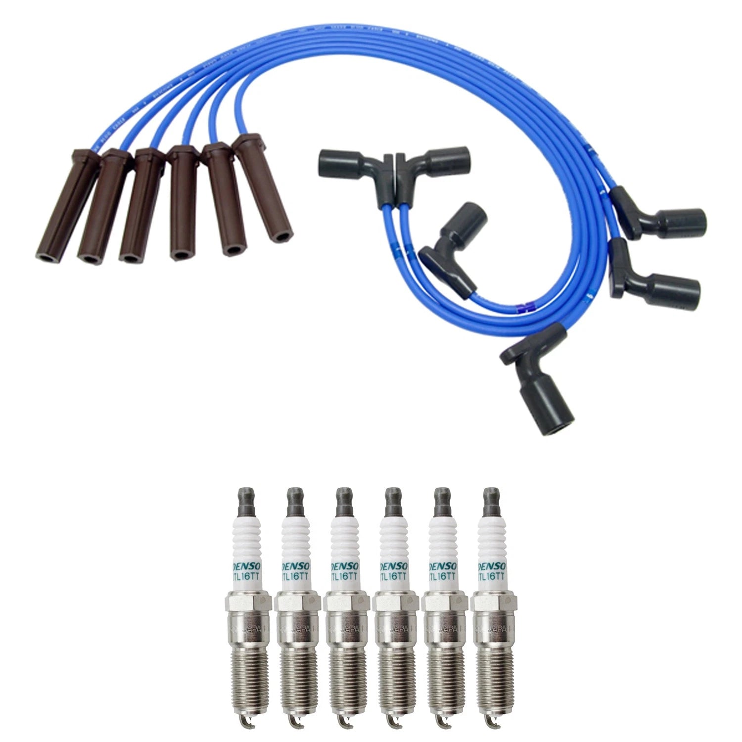 NGK Wire Set & Denso 6 Iridium TT Spark Plugs for Savana 1500 (2014)