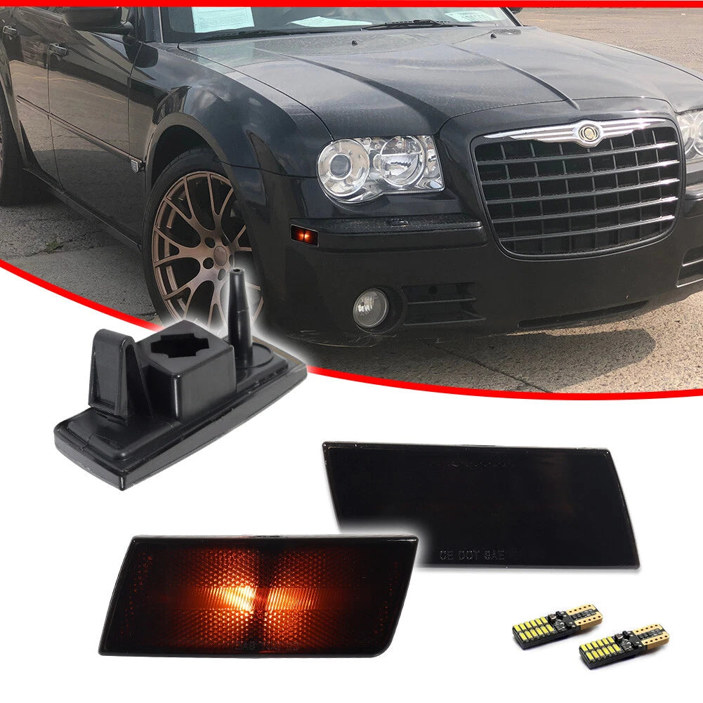 Smoke Lens Front Side Marker Lights for Chrysler 300 (2005–2010) with Amber LED