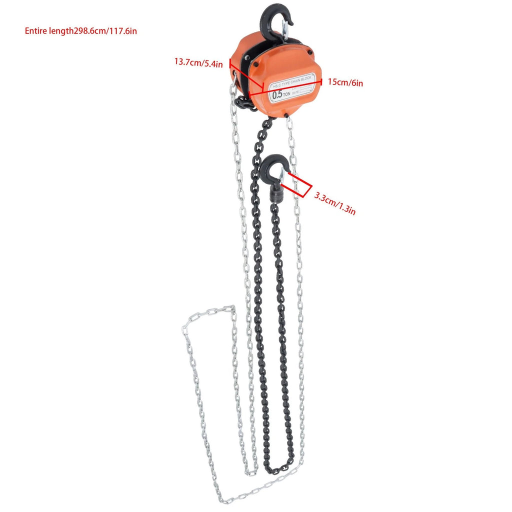 Chain Hoist 1100lb Capacity for Hoisting (10ft Lift)