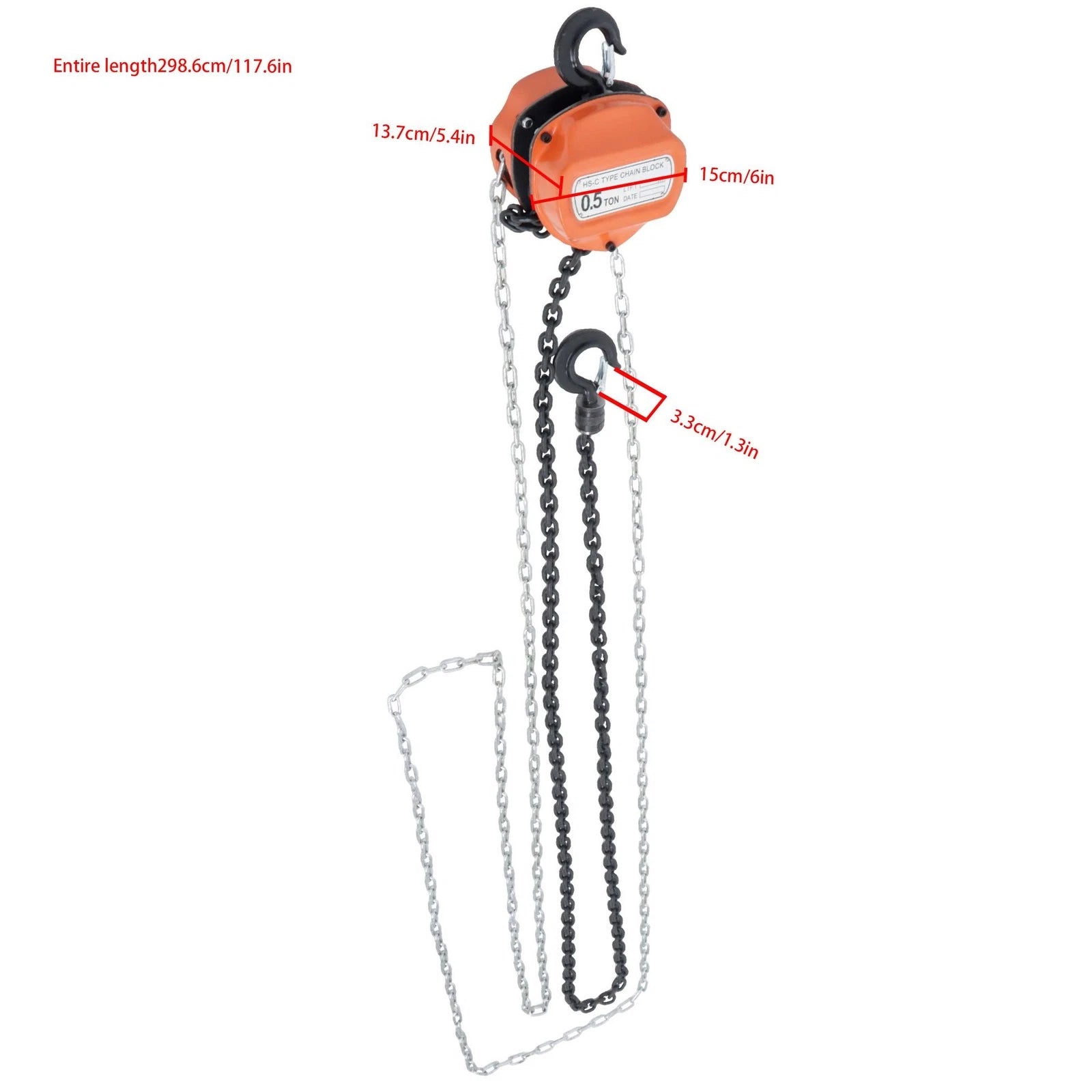 Chain Hoist 1100lb Capacity for Hoisting (10ft Lift)