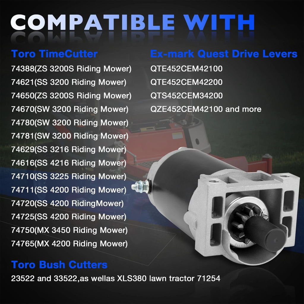 Electric Starter Motor for Toro Timecutter Riding Mower